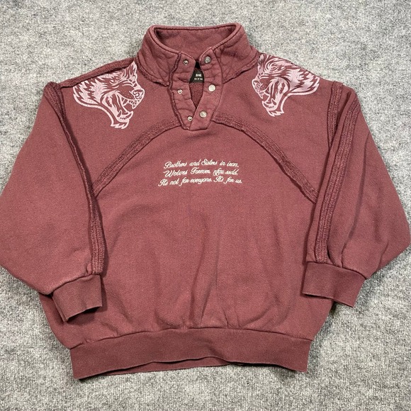 Darc Sport Tops - Darc Sport SHE Wolves Forever Quarter Snap Sweatshirt Maroon Burgundy Medium